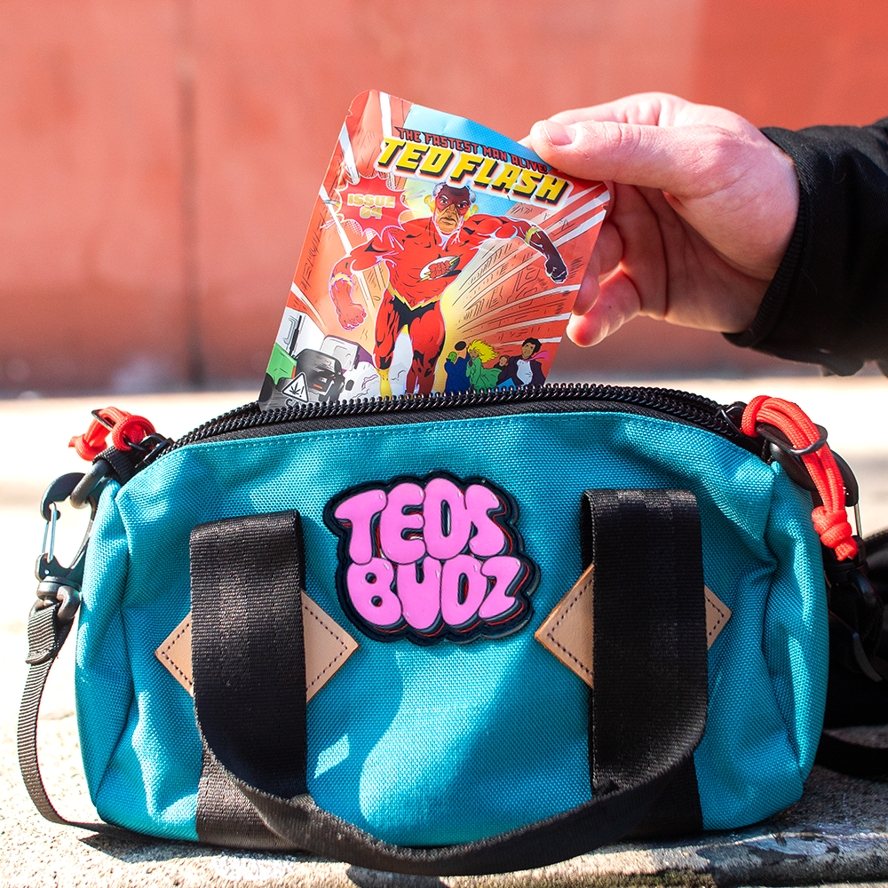 Mini Duffle Bag Teal Pink Teds Budz Goods